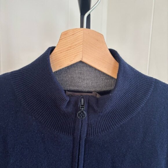 G/FORE Navy Blue Merino Wool Tech-Lined Dunes 1/4 Zip Vest NWT Men’s M Tailored - Picture 1 of 11